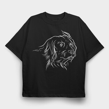 Dog German Breed Line Art Kleiner Munsterlander, Tricou Oversize Barbati (Unisex)