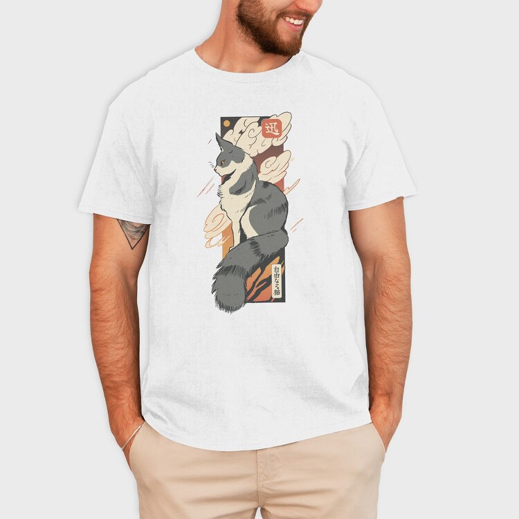 Cat Sunset Japanese Traditional, Tricou Barbati (Unisex)