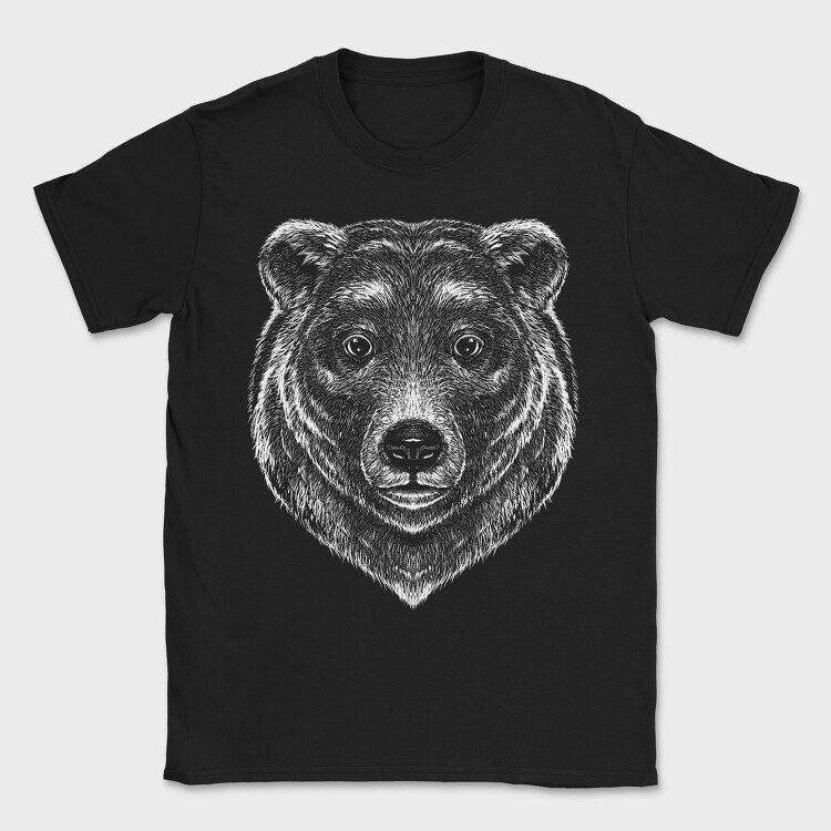 Monochrome Portrait Bear, Tricou Barbati (Unisex)