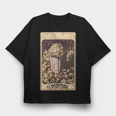 Vintage Popcorn Tarot, Tricou Oversize Barbati (Unisex)