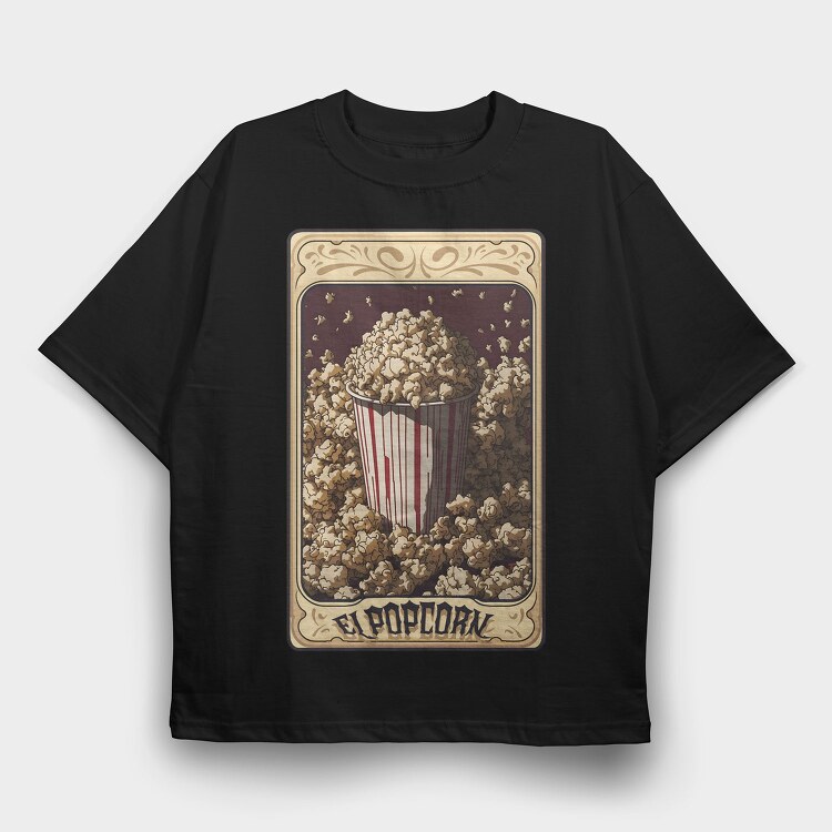 Vintage Popcorn Tarot, Tricou Oversize Barbati (Unisex)