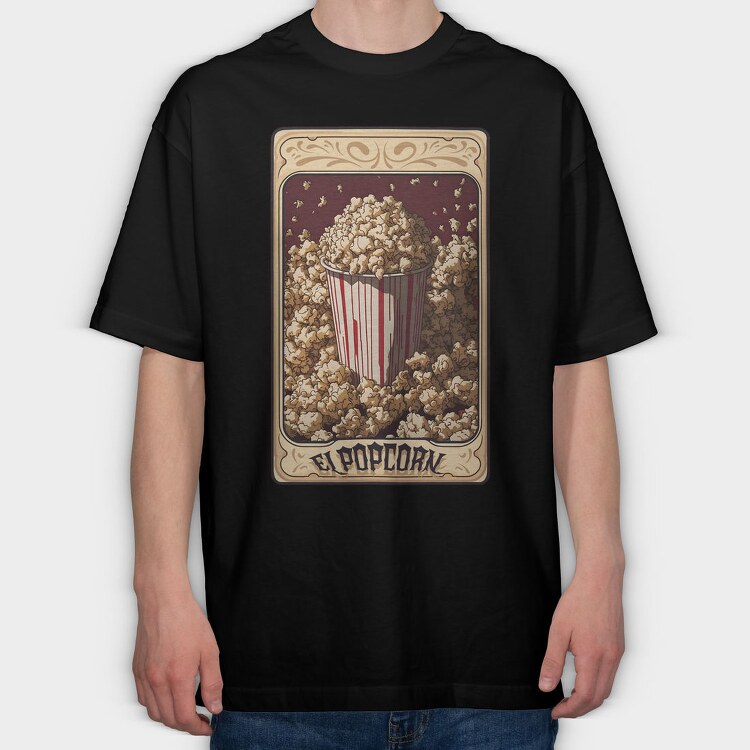Vintage Popcorn Tarot, Tricou Oversize Barbati (Unisex)