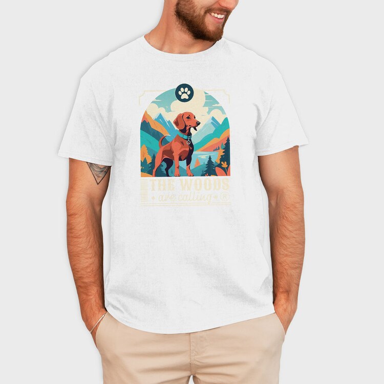 Dog In The Woods Hiking, Tricou Barbati (Unisex)