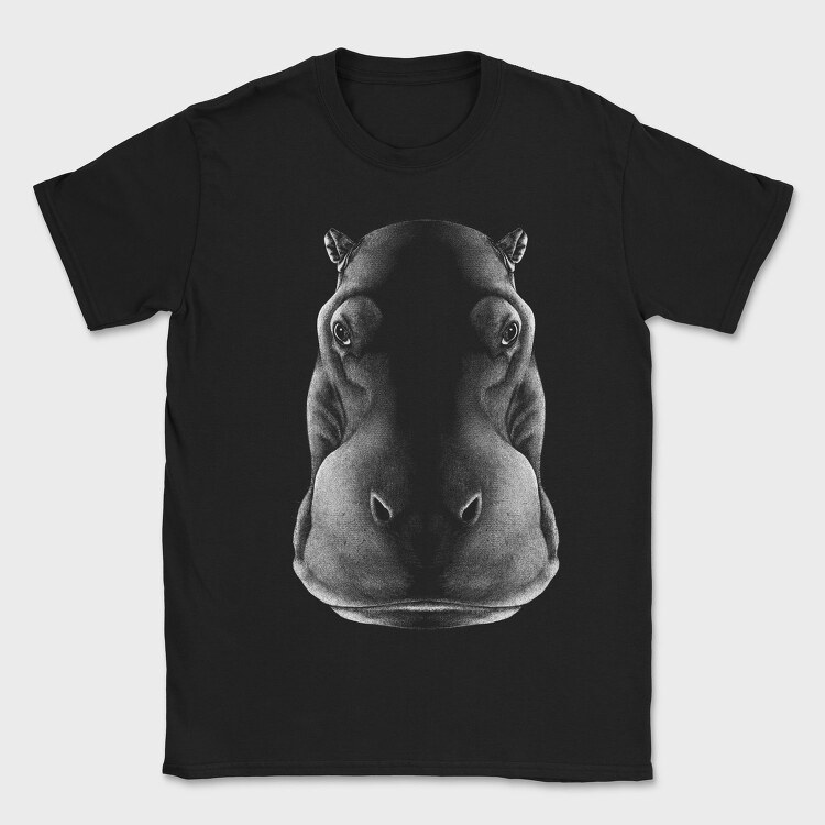 Monochrome Hippo Head, Tricou Barbati (Unisex)