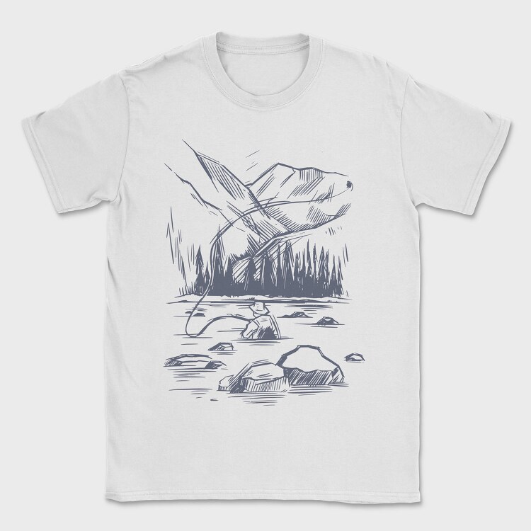 Monochrome Fisherman, Tricou Barbati (Unisex)
