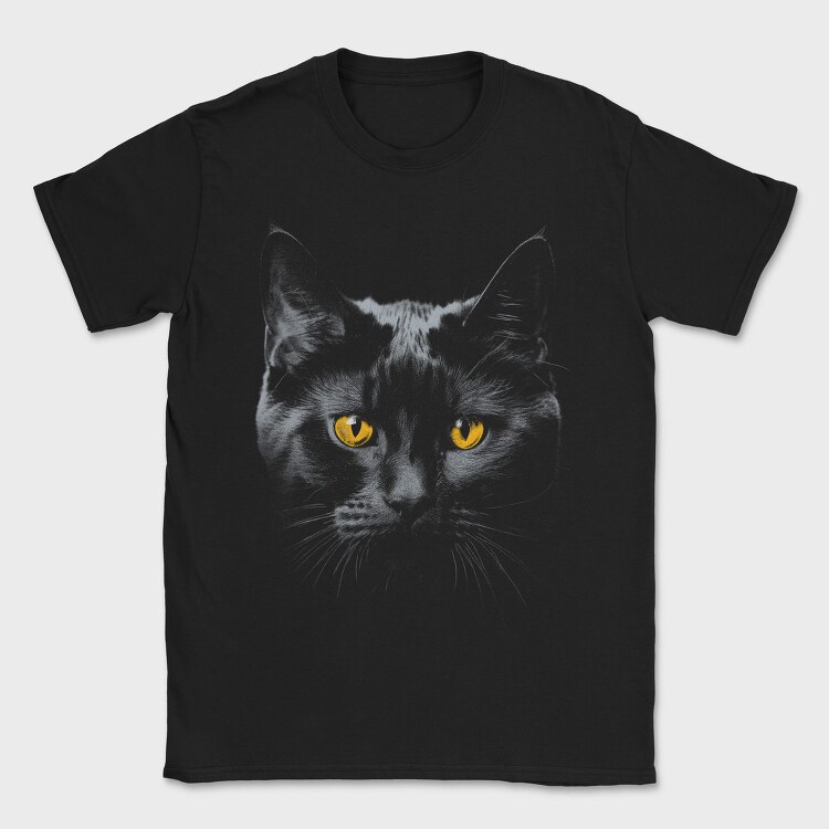 Monochrome Cat Contrast Yellow Eyes, Tricou Barbati (Unisex)