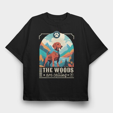 Dog In The Woods Hiking, Tricou Oversize Barbati (Unisex)