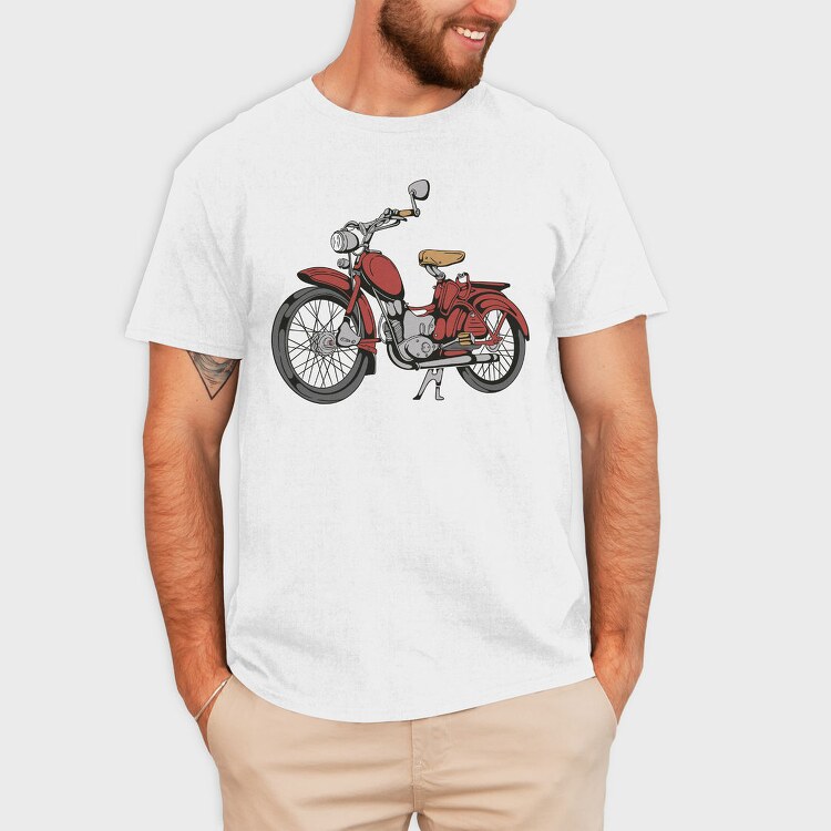 Vintage Red Motorcycle, Tricou Barbati (Unisex)