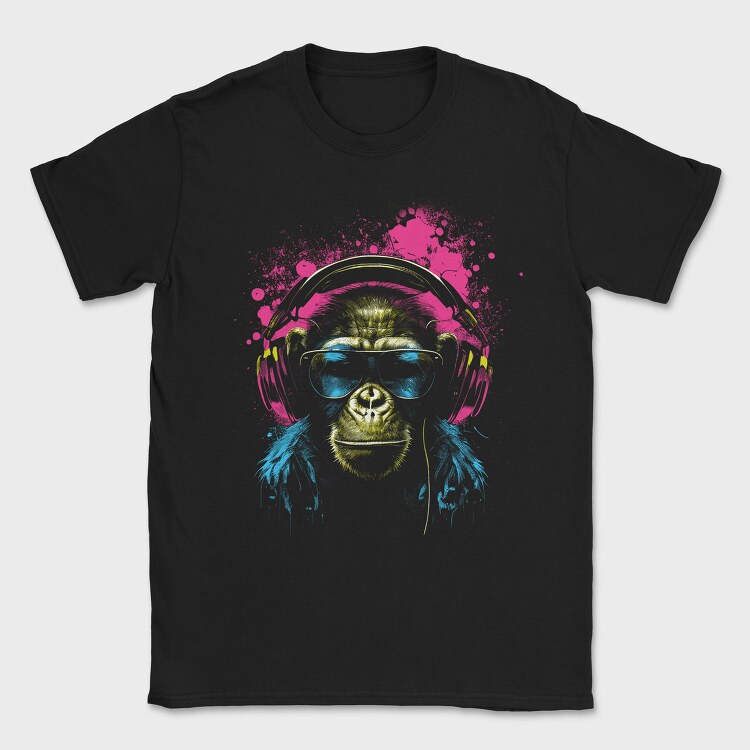 Monkey Headphones Portrait, Tricou Barbati (Unisex)
