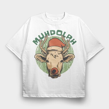 Christmas Cow Muhdolph, Tricou Oversize Barbati (Unisex)