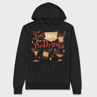 Christmas Drinks I M Just Here For The, Hanorac Oversize Barbati (Unisex)