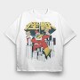 Christmas Santa Monster Destroying City Attack, Tricou Oversize Barbati (Unisex)