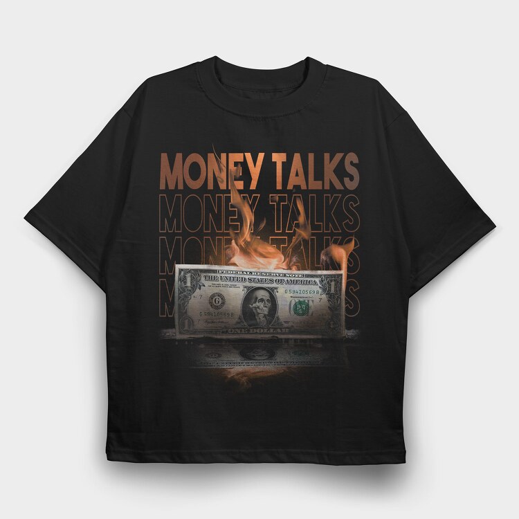 Money Skull Fire Bill, Tricou Oversize Barbati (Unisex)