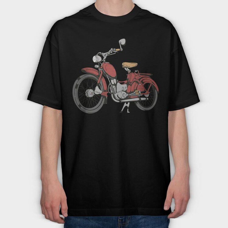 Vintage Red Motorcycle, Tricou Oversize Barbati (Unisex)
