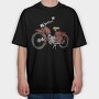 Vintage Red Motorcycle, Tricou Oversize Barbati (Unisex)
