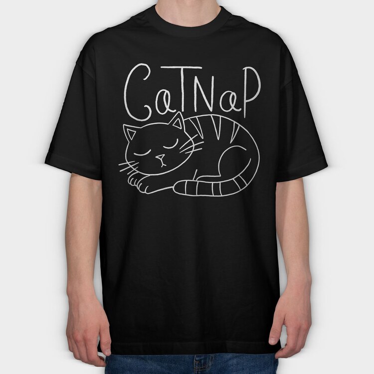 Cat Taking A Nap, Tricou Oversize Barbati (Unisex)
