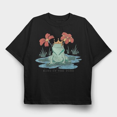 King Of The Pond Cottagecore Frog, Tricou Oversize Barbati (Unisex)