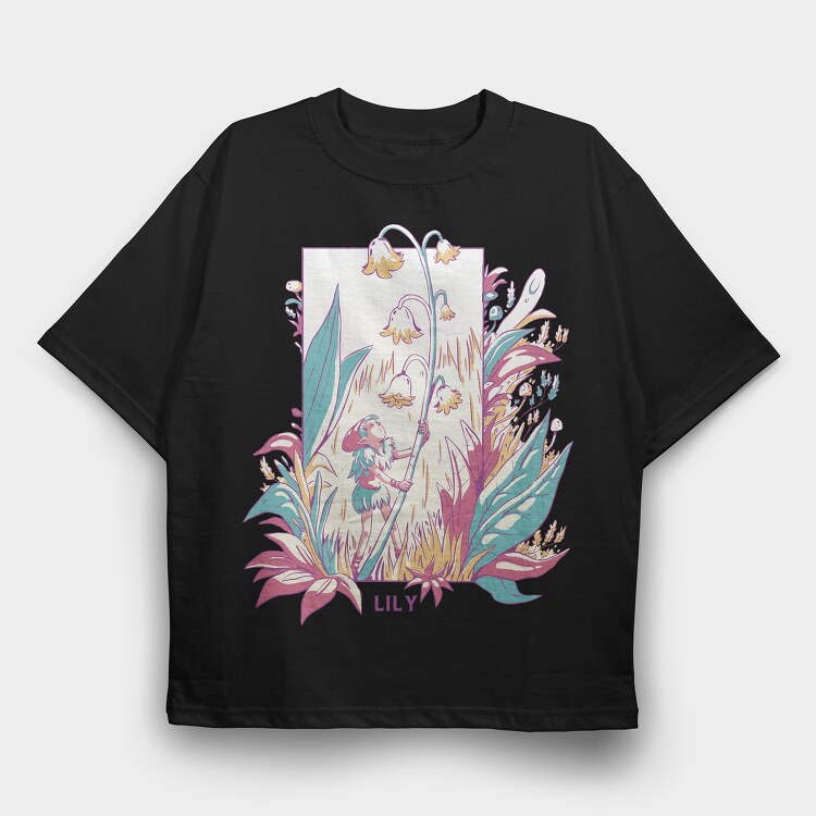 Cute Fairy With Flowers And Plants Fairycore, Tricou Oversize Barbati (Unisex)