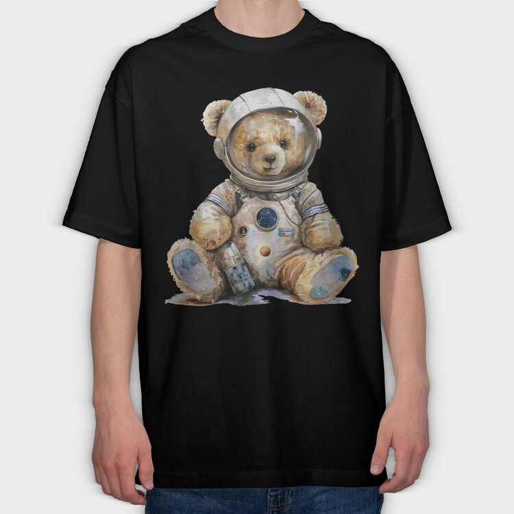 Teddy Bear Astronaut, Tricou Oversize Barbati (Unisex)