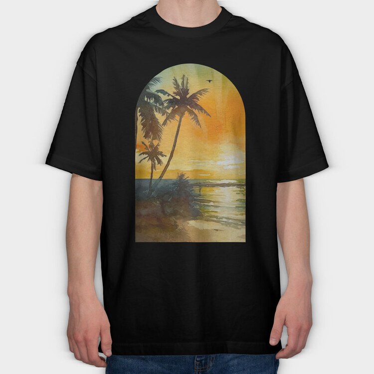 Sunset Palms Lover, Tricou Oversize Barbati (Unisex)