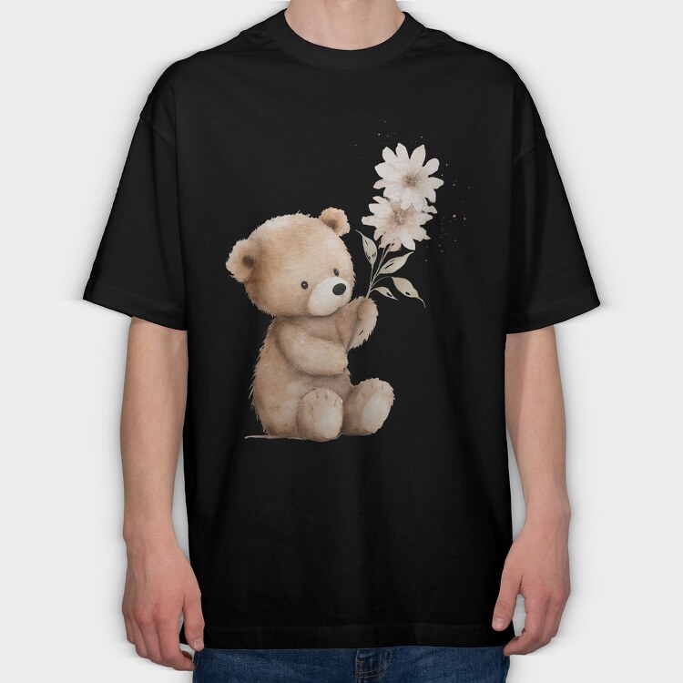 Teddy Flower Bear, Tricou Oversize Barbati (Unisex)