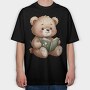 Teddy Bear Reading, Tricou Oversize Barbati (Unisex)