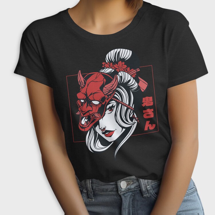 Oni Mask Girl Japanese, Tricou Femei