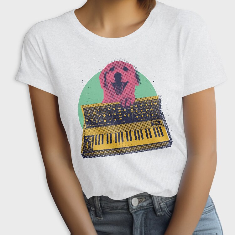 Dog Playing Keyboard Synth, Tricou Femei