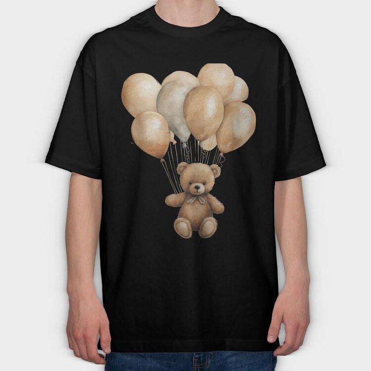 Teddy Bear Balloons, Tricou Oversize Barbati (Unisex)