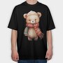 Teddy Bear Scarf, Tricou Oversize Barbati (Unisex)