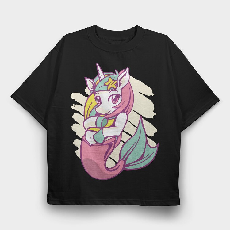Mermaid Unicorn Sea Corn, Tricou Oversize Barbati (Unisex)