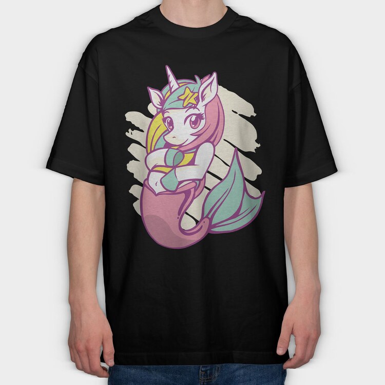 Mermaid Unicorn Sea Corn, Tricou Oversize Barbati (Unisex)