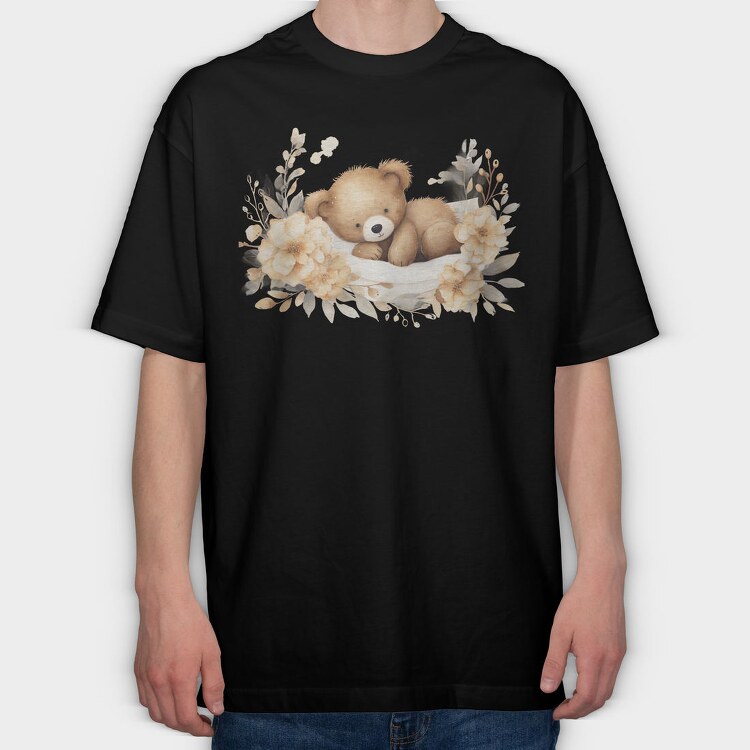 Teddy Flower Cuddle, Tricou Oversize Barbati (Unisex)
