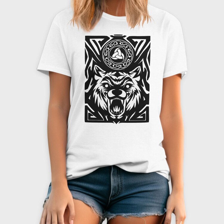Wolf Animal And Celtic Symbol Tribal, Tricou Barbati (Unisex)