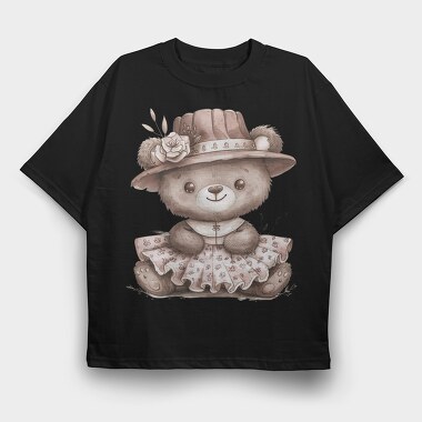Teddy Flower Hat, Tricou Oversize Barbati (Unisex)