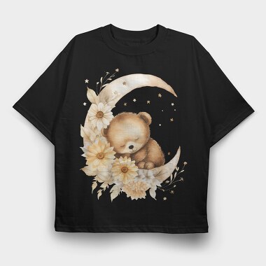 Teddy Moon Flowers, Tricou Oversize Barbati (Unisex)