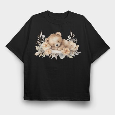 Teddy Sleep Flowers, Tricou Oversize Barbati (Unisex)