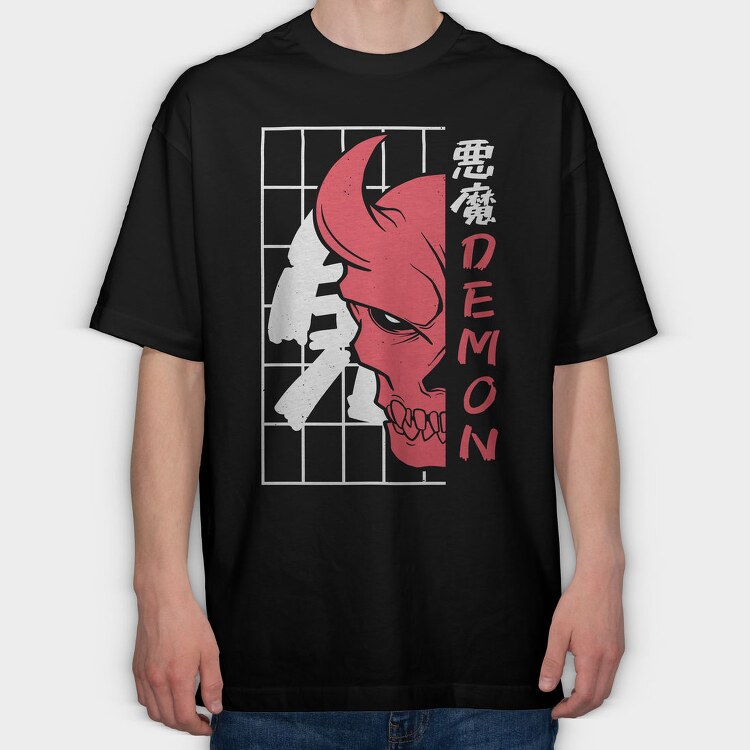 Oni Skull Flat, Tricou Oversize Barbati (Unisex)