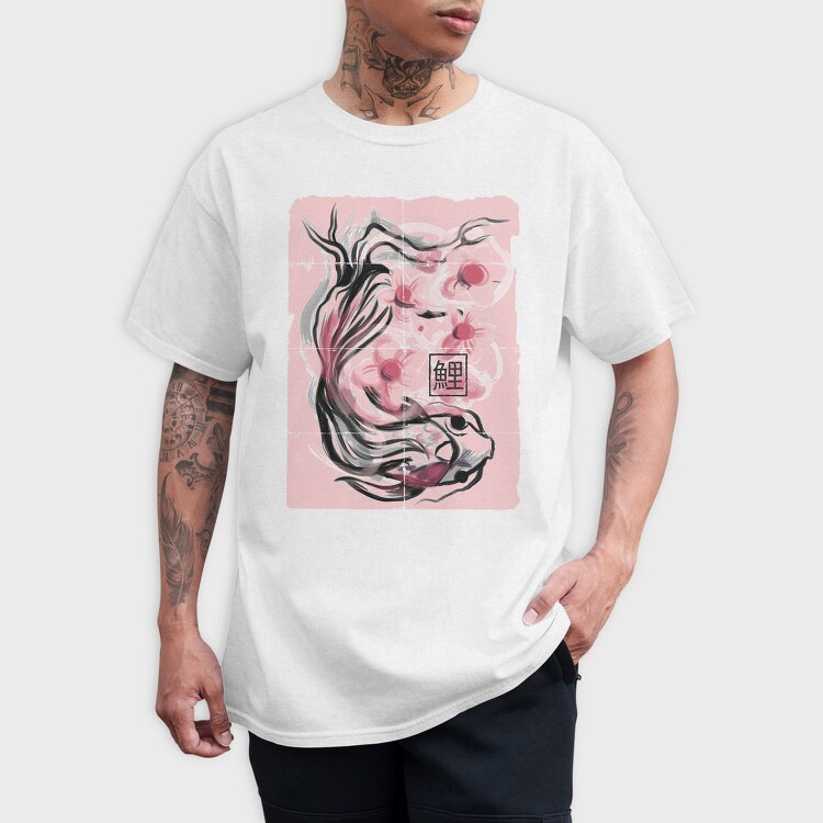 Koi Fish Animal Sakura Flowers, Tricou Barbati (Unisex)