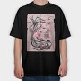 Koi Fish Animal Sakura Flowers, Tricou Oversize Barbati (Unisex)