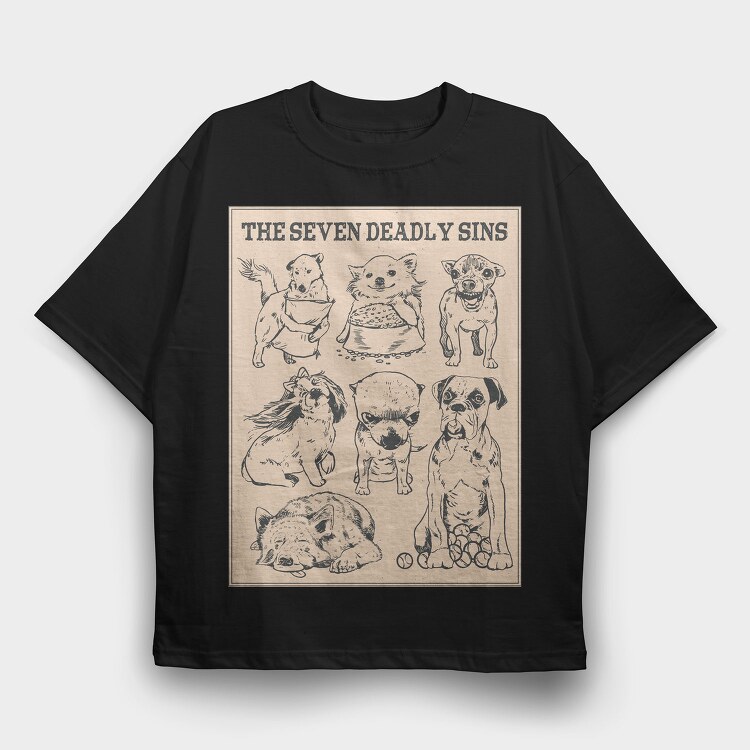 Dog Seven Deadly Sins, Tricou Oversize Barbati (Unisex)