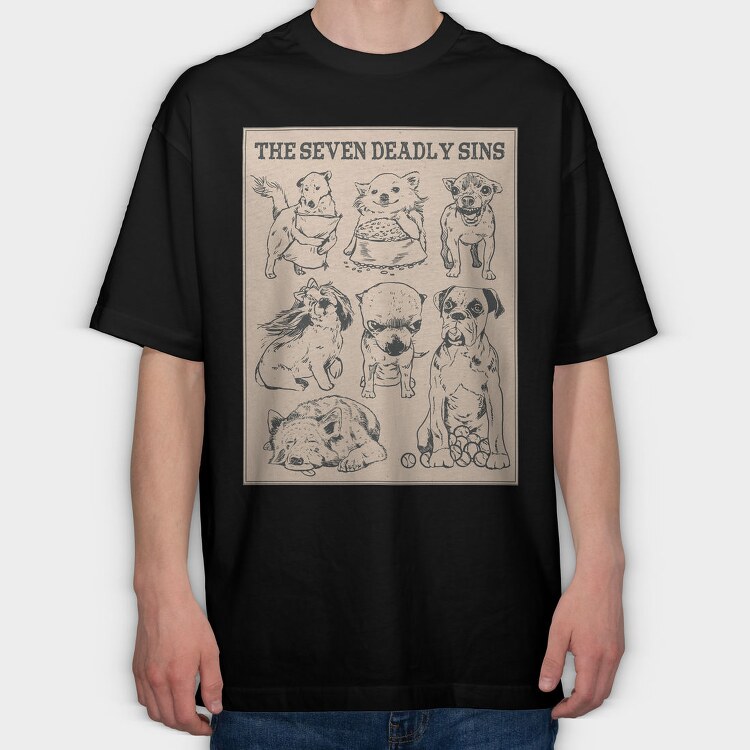 Dog Seven Deadly Sins, Tricou Oversize Barbati (Unisex)