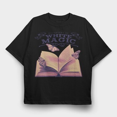 Open Book And Butterflies White Magic Tote, Tricou Oversize Barbati (Unisex)