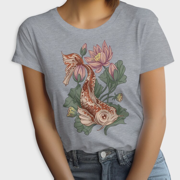 Koi Fish Lotus Illustration 04, Tricou Femei