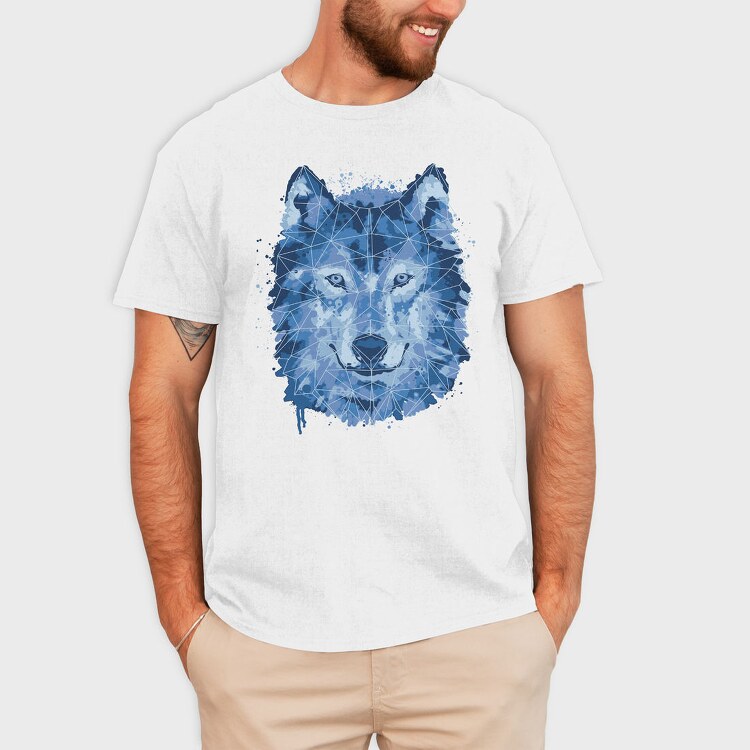 Wolf Animal Watercolor Polygon, Tricou Barbati (Unisex)