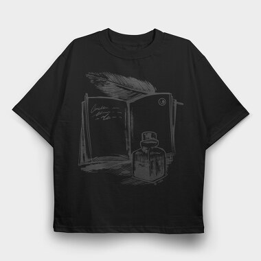 Open Book And Ink Jar, Tricou Oversize Barbati (Unisex)