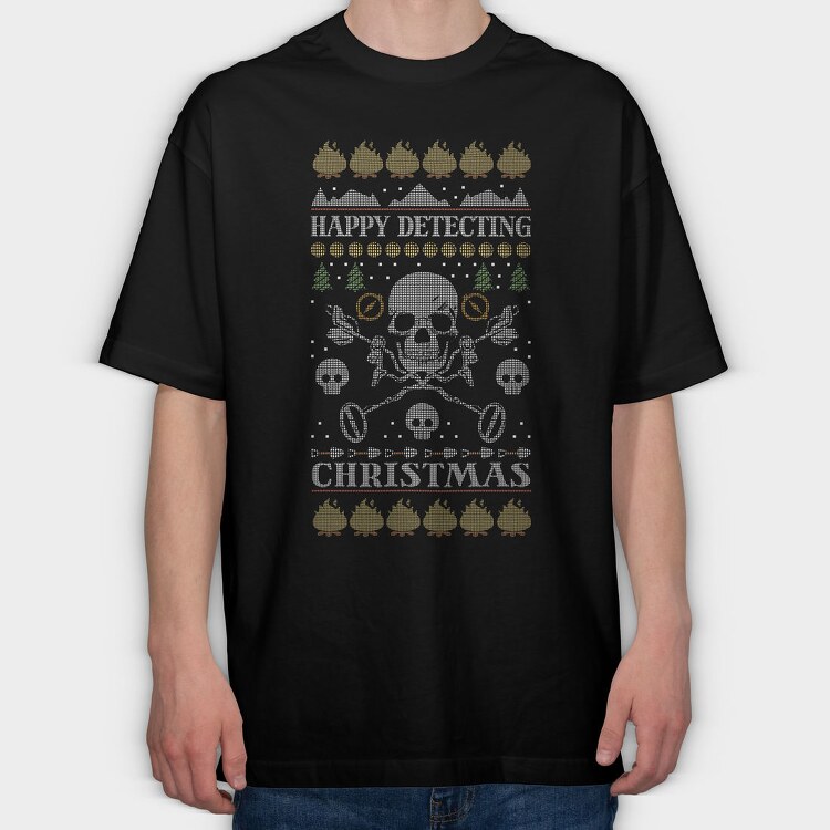 Metal Detector Uglysweater Christmas, Tricou Oversize Barbati (Unisex)