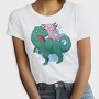 Axolotl Riding Dinosaur Trex, Tricou Femei