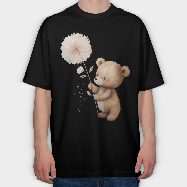 Teddy Flower Lover, Tricou Oversize Barbati (Unisex)