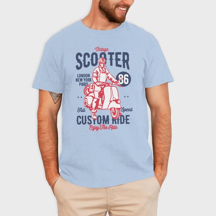 Vintage Scooter, Tricou Barbati (Unisex)